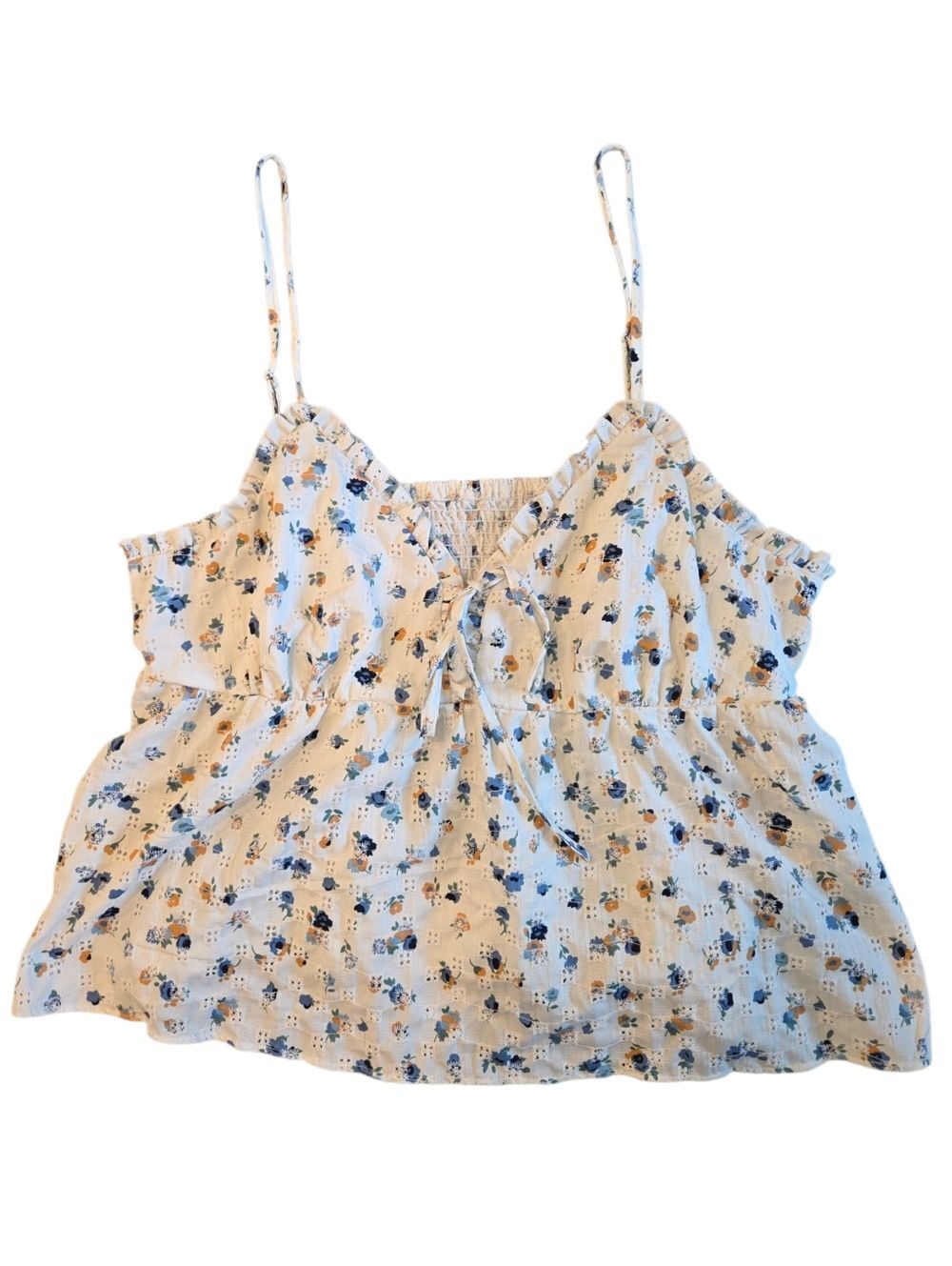 Cider Floral Eyelet Ruffle Babydoll Tank Top Plus Size 4XL
